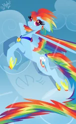 Size: 1173x1920 | Tagged: safe, artist:meastudios, derpibooru import, part of a set, rainbow dash, colored wings, flying, lineless, multicolored wings, rainbow power, rainbow wings, solo, watermark, wingding eyes