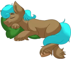 Size: 1200x1000 | Tagged: safe, artist:itstaylor-made, derpibooru import, oc, oc:sidekick, unofficial characters only, earth pony, pony, male, pillow, simple background, sleeping, solo, transparent background, unshorn fetlocks