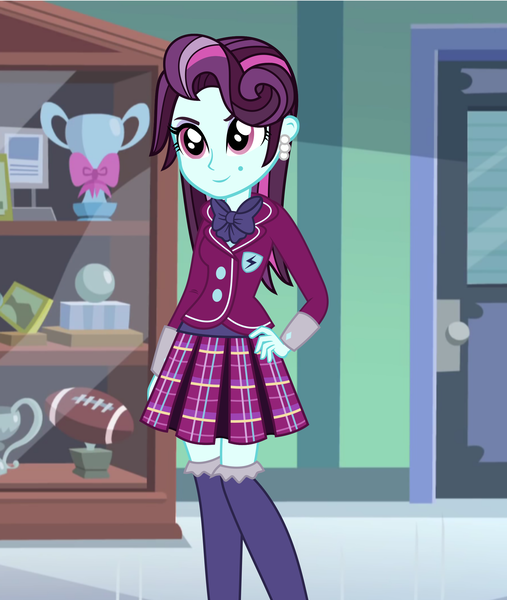 Size: 1952x2312 | Tagged: artist needed, safe, derpibooru import, part of a set, principal abacus cinch, equestria girls, friendship games, abacus cinch through the years, beautiful, cinchabetes, clothes, crystal prep academy uniform, cute, loose hair, missing accessory, no glasses, part of a series, pleated skirt, school uniform, skirt, socks, solo, younger, younger cinch