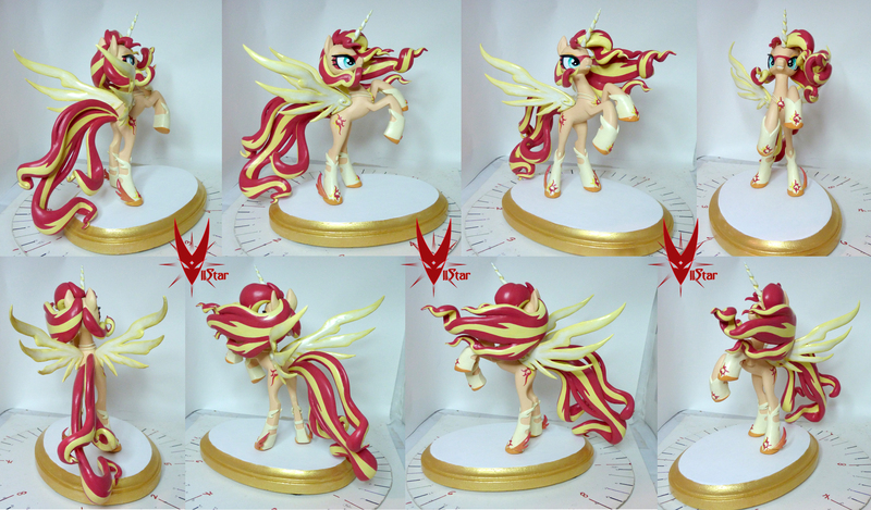 Size: 2708x1588 | Tagged: safe, artist:viistar, derpibooru import, sunset shimmer, pony, craft, daydream shimmer, rearing, sculpture, solo, traditional art