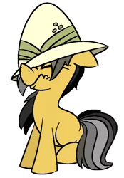 Size: 546x783 | Tagged: artist:cowsrtasty, cute, daring do, daring dorable, derpibooru import, female, filly, hat, /mlp/, pith helmet, safe, scrunchy face, simple background, sitting, solo, transparent background, younger