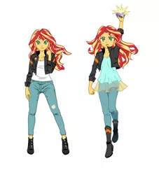 Size: 787x865 | Tagged: safe, artist:m.y., derpibooru import, sunset shimmer, equestria girls, friendship games, alternate costumes, magic capture device, pixiv, self paradox, solo, transformation, transformation sequence