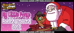 Size: 1024x453 | Tagged: artist:drcrafty, atop the fourth wall, derpibooru import, linkara, oc, sack, safe, santa claus, santa sack, spoiler:comicholiday2015, title card, unofficial characters only