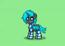 Size: 2048x1454 | Tagged: changeling, changeling oc, clothes, derpibooru import, fusion, oc, oc:abby, oc:abbypone, pony town, safe, scarf, simple background, socks, solo, striped socks, unofficial characters only
