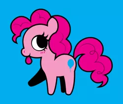 Size: 480x409 | Tagged: safe, artist:gatodelfuturo, derpibooru import, pinkie pie, earth pony, pony, :p, blue background, blushing, chibi, cute, diapinkes, profile, simple background, solo, tongue out