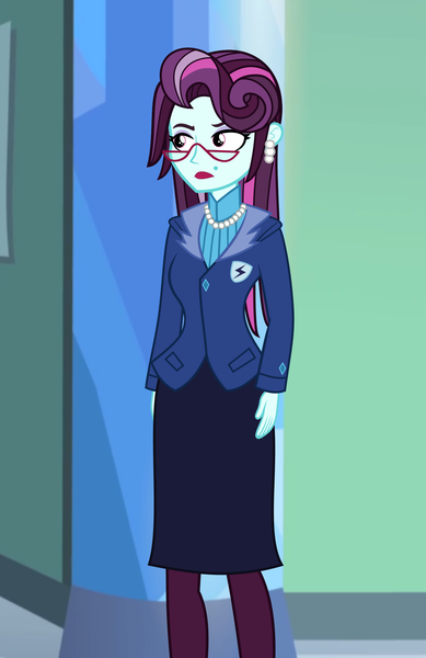 Size: 1276x1968 | Tagged: artist needed, safe, alternate version, derpibooru import, part of a set, principal abacus cinch, equestria girls, abacus cinch through the years, loose hair, part of a series, solo, younger, younger cinch