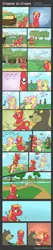 Size: 1300x6100 | Tagged: safe, artist:pacificgreen, derpibooru import, big macintosh, fluttershy, harry, linky, lyra heartstrings, mr. waddle, shoeshine, bird, earth pony, pony, comic, cute, dancing, dope slap, eyes closed, fievel goes west, fluttermac, heart, male, shipping, shyabetes, singing, stallion, straight