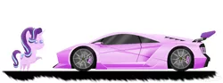 Size: 2652x988 | Tagged: artist:oinktweetstudios, car, derpibooru import, grand theft auto, gta v, hypercar, pegassi zentorno, pointy ponies, safe, simple background, solo, starlight glimmer, supercar, white background