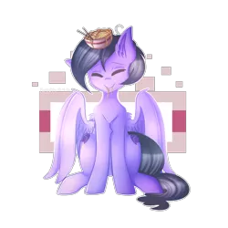 Size: 2000x2000 | Tagged: safe, artist:kurochhi, derpibooru import, oc, unofficial characters only, pegasus, pony, bowl, female, food, macaroni, mare, pasta, simple background, sitting, solo, transparent background