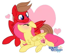 Size: 2467x2014 | Tagged: safe, artist:xwhitedreamsx, derpibooru import, oc, unnamed oc, unofficial characters only, pegasus, pony, blushing, cuddling, cute, duo, heart, male, not fluttershy, ocbetes, simple background, snuggling, straight, transparent background