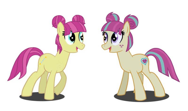 Size: 1024x606 | Tagged: safe, artist:drawingaccount, derpibooru import, majorette, sour sweet, sweeten sour, ponified, equestria girls, equestria girls ponified, long lost sisters, looking at each other, similarities, simple background, sisters, sweetly and sourly, transparent background, twin sisters, vector