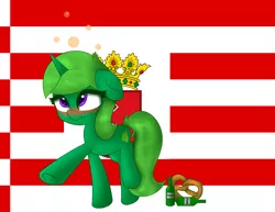 Size: 2165x1675 | Tagged: safe, artist:limedreaming, derpibooru import, oc, oc:lime dream, unofficial characters only, pony, unicorn, blushing, bremen, drunk, female, flag, food, germany, mare, pretzel, solo