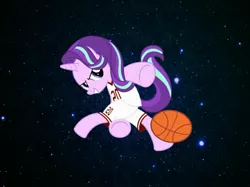 Size: 1600x1199 | Tagged: artist:caliazian, artist:riofluttershy, basketball, derpibooru import, safe, solo, space jam, sports, starlight glimmer