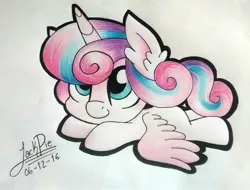 Size: 1913x1456 | Tagged: artist:jack-pie, baby, cute, derpibooru import, flurrybetes, princess flurry heart, safe, signature, solo, traditional art