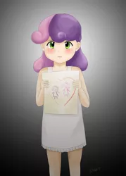 Size: 825x1155 | Tagged: safe, artist:kprovido, derpibooru import, sweetie belle, human, sisterhooves social, clothes, crying, dress, humanized, implied rarity, scene interpretation, solo, this will end in tears