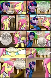 Size: 1280x1947 | Tagged: safe, artist:stuflox, derpibooru import, fluttershy, twilight sparkle, twilight sparkle (alicorn), alicorn, pony, comic:the count of monte rainbow, the count of monte rainbow, clothes, comic, crying, dress, dusk shine, mondego, monsparkle, rule 63, shycedes, the count of monte cristo