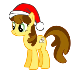 Size: 300x278 | Tagged: artist needed, safe, derpibooru import, oc, oc:spelling bee, unofficial characters only, earth pony, pony, hat, santa hat, simple background, smiling, solo, transparent background
