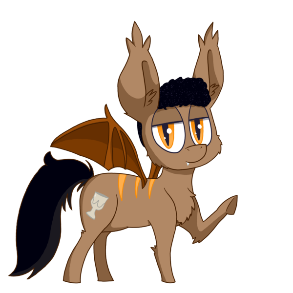 Size: 1600x1600 | Tagged: safe, artist:dragonpone, derpibooru import, oc, oc:chug, unofficial characters only, bat pony, pony, 2017 community collab, derpibooru community collaboration, cheek fluff, chest fluff, disinterested, ear fluff, fangs, fluffy, lidded eyes, looking at you, ponysona, raised hoof, simple background, smiling, solo, spread wings, transparent background, underhoof, waving