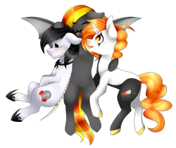 Size: 1024x859 | Tagged: safe, artist:itsizzybel, derpibooru import, oc, oc:critical clown, unofficial characters only, bat pony, earth pony, pony, unicorn, female, male, mare, simple background, stallion, transparent background