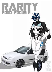 Size: 2550x3509 | Tagged: artist:inspectornills, car, crossover, derpibooru import, ford, ford focus, rarity, safe, solo, transformerfied, transformers, transformers prime
