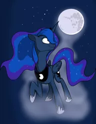Size: 986x1276 | Tagged: artist:secoh2000, derpibooru import, mare in the moon, moon, princess luna, safe, solo, stars