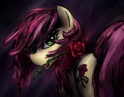 Size: 3290x2585 | Tagged: artist:acreuball, derpibooru import, flower, flower in mouth, looking back, mouth hold, rose, roseluck, safe, solo