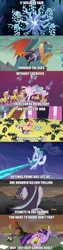 Size: 1280x5086 | Tagged: safe, derpibooru import, edit, edited screencap, screencap, applejack, dragon lord torch, fluttershy, owlowiscious, pinkie pie, princess celestia, rainbow dash, rarity, starlight glimmer, tree of harmony, twilight sparkle, twilight sparkle (alicorn), alicorn, changeling, dragon, pony, a canterlot wedding, gauntlet of fire, princess twilight sparkle (episode), the cutie re-mark, twilight's kingdom, caption, discovery family logo, mane six, meme, quote, royal guard, transformers the last knight