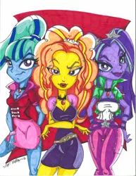 Size: 3400x4400 | Tagged: safe, artist:art-rotten, derpibooru import, adagio dazzle, aria blaze, sonata dusk, equestria girls, the dazzlings, traditional art