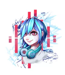 Size: 4071x4696 | Tagged: absurd resolution, artist:inowiseei, derpibooru import, headphones, human, humanized, loose hair, safe, smiling, solo, vinyl scratch