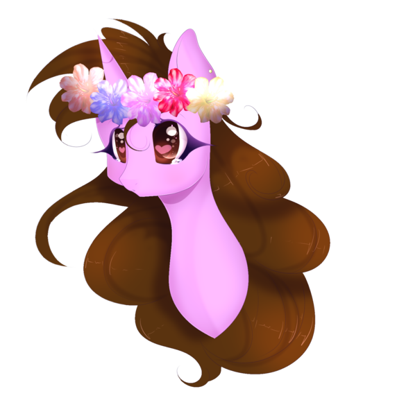 Size: 1766x1854 | Tagged: safe, artist:clefficia, derpibooru import, oc, unofficial characters only, pony, unicorn, bust, female, floral head wreath, flower, mare, portrait, simple background, solo, transparent background