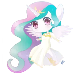 Size: 800x822 | Tagged: anthro, artist:4bitten, chibi, clothes, cute, cutelestia, derpibooru import, dress, princess celestia, safe, simple background, solo, transparent background, unguligrade anthro