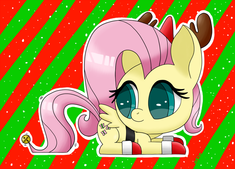 Size: 1107x800 | Tagged: artist:sonikku001, christmas, cute, derpibooru import, fluttershy, safe, solo