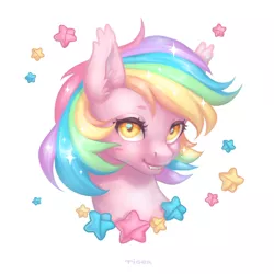 Size: 3000x3000 | Tagged: safe, artist:purpletigra, derpibooru import, oc, oc:paper stars, unofficial characters only, bat pony, pony, cute, cute little fangs, ear fluff, fangs, looking at you, simple background, smiling, solo