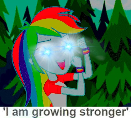 Size: 419x378 | Tagged: safe, derpibooru import, edit, screencap, rainbow dash, equestria girls, legend of everfree, /pol/, ebola, expand dong, faic, glowing eyes, glowing eyes meme, i am growing stronger, lens flare, meme, solo, this will end in tears