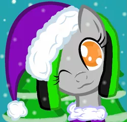 Size: 827x793 | Tagged: :3, artist:leadhooves, artist:niightlydark, base used, christmas ponies, derpibooru import, oc, oc:vanessa von drake, one eye closed, safe, snow, solo, unofficial characters only, wink