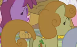 Size: 448x276 | Tagged: safe, derpibooru import, screencap, berry punch, berryshine, carrot top, golden harvest, pony, griffon the brush off, butt, cropped, female, goldenbutt, mare, plot