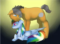 Size: 787x577 | Tagged: artist:prismaticdragontamer, derpibooru import, male, miscarriage, quibbledash, quibble pants, rainbow dash, safe, shipping, straight
