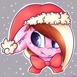 Size: 1500x1500 | Tagged: artist:ashee, bow, christmas, derpibooru import, fangs, hat, oc, oc:ashee, original species, safe, santa hat, shark, shark pony, solo, unofficial characters only