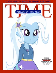 Size: 619x801 | Tagged: safe, artist:themexicanpunisher, derpibooru import, trixie, equestria girls, magazine, magazine cover, person of the year, smiling, solo, time magazine