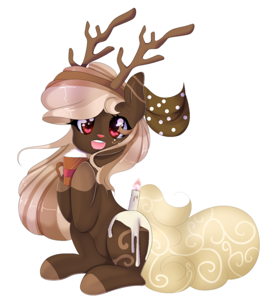 Size: 1114x1237 | Tagged: safe, artist:clefficia, derpibooru import, oc, oc:praline, unofficial characters only, original species, scented pony, candle, female, heart eyes, mare, simple background, solo, transparent background, wingding eyes