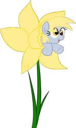 Size: 1889x3200 | Tagged: safe, artist:loomx, derpibooru import, derpy hooves, pegasus, pony, cute, daffodil, derpabetes, female, flower, mare, simple background, solo, transparent background