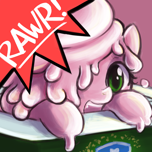 Size: 500x500 | Tagged: artist:lumineko, derpibooru import, food, food pony, oc, oc:yogurty, original species, rawr, rawrvatar, safe, solo, unofficial characters only, yogurt, yogurt pony