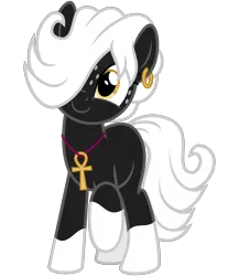 Size: 2080x2400 | Tagged: safe, artist:cheezedoodle96, derpibooru import, oc, oc:tragic, unofficial characters only, earth pony, pony, 2017 community collab, derpibooru community collaboration, .svg available, ankh, blank flank, c:, cute, ear piercing, earring, female, freckles, hair over one eye, jewelry, looking at you, mare, necklace, piercing, raised hoof, raised leg, simple background, smiling, solo, svg, transparent background, vector