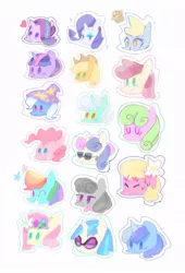 Size: 582x855 | Tagged: safe, artist:twico, derpibooru import, applejack, bon bon, daisy, derpy hooves, flower wishes, fluttershy, lily, lily valley, lyra heartstrings, minuette, octavia melody, pinkie pie, rainbow dash, rarity, roseluck, starlight glimmer, sweetie drops, trixie, twilight sparkle, vinyl scratch, earth pony, pegasus, pony, unicorn, adaisable, adorabon, applejack's hat, bowtie, cowboy hat, crying, cute, cuteluck, dashabetes, derpabetes, diapinkes, diatrixes, eyes closed, female, floppy ears, flower, flower in hair, flower trio, food, glasses, glimmerbetes, hat, heart, jackabetes, lidded eyes, lyrabetes, mare, minubetes, muffin, one eye closed, raribetes, shyabetes, simple background, smiling, sparkles, stars, sticker, sunglasses, sweat, tavibetes, trixie's hat, twiabetes, vinylbetes, wall of tags, white background, wink
