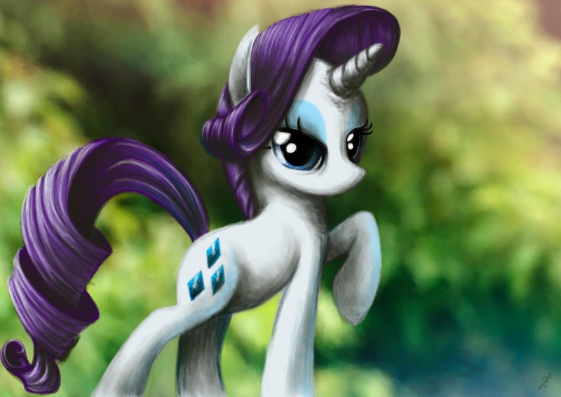 Size: 3508x2480 | Tagged: safe, artist:fredrikeriksson1, derpibooru import, rarity, raised hoof, solo