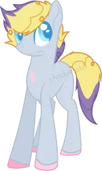 Size: 465x777 | Tagged: safe, artist:s-hadytrashh, derpibooru import, oc, oc:gifty, unofficial characters only, earth pony, pony, male, offspring, parent:pinkie pie, parent:prince blueblood, parents:bluepie, simple background, solo, stallion, transparent background