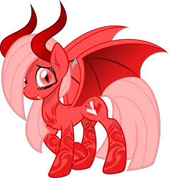 Size: 1800x1897 | Tagged: safe, artist:arifproject, artist:monochromacat, derpibooru import, edit, oc, oc:downvote, ponified, unofficial characters only, demon, demon pony, pony, succubus, derpibooru, derpibooru ponified, fangs, horns, meta, simple background, solo, transparent background, vector