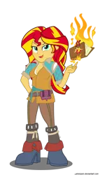 Size: 652x1140 | Tagged: safe, artist:gamerpen, derpibooru import, sunset shimmer, equestria girls, book, crossover, fiery shimmer, fire, magic, pyromancy, simple background, solo, the witcher, the witcher 3, transparent background, triss merigold