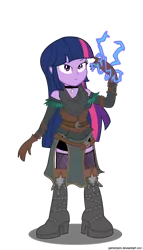 Size: 652x1140 | Tagged: safe, artist:gamerpen, derpibooru import, twilight sparkle, equestria girls, crossover, lightning, magic, simple background, solo, the witcher, the witcher 3, transparent background, yennefer of vengerberg