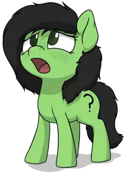 Size: 826x1150 | Tagged: safe, artist:smoldix, derpibooru import, oc, oc:anon, oc:anonfilly, unofficial characters only, earth pony, pony, blushing, female, filly, looking up, open mouth, simple background, solo, transparent background